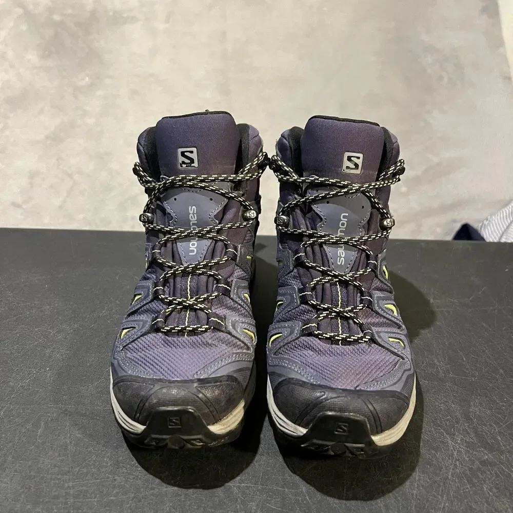 Salomon X Ultra Mid GTX Hiking Shoes Womens 6 Blue Gore-Tex Waterproof Boots